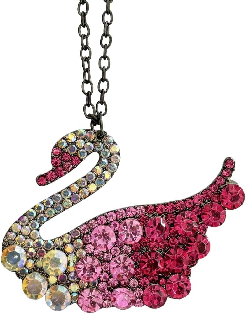 LHDOS Bling Swan Car Mirror Hanging Accessories, Crystal Diamond Car Interior Ornament Pendant for Women, Lucky Rear View Mirror Charm for Auto Decoration Present - Image 1